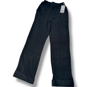 Unique Vintage Black Wide Leg Cuffed Pants Size XS